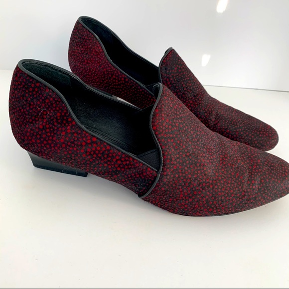 Rebecca Minkoff Animal Hair Red Black Boot Style Heel Shoes - Picture 1 of 11